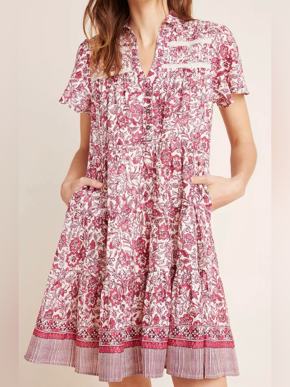 ANTHROPOLOGIE Georgina Tiered Shirtdress